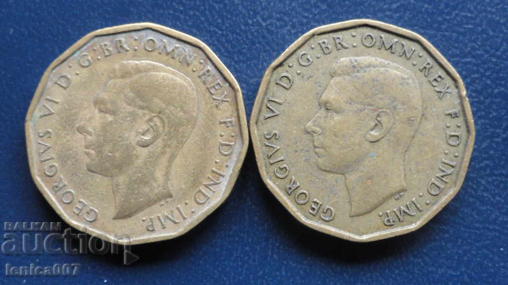 Delivery of Great Britain 1943-1945 - 3 pence (2 pieces) 1 Delivery of Great Britain 1943-1945 - 3 pence (2 pieces) 1