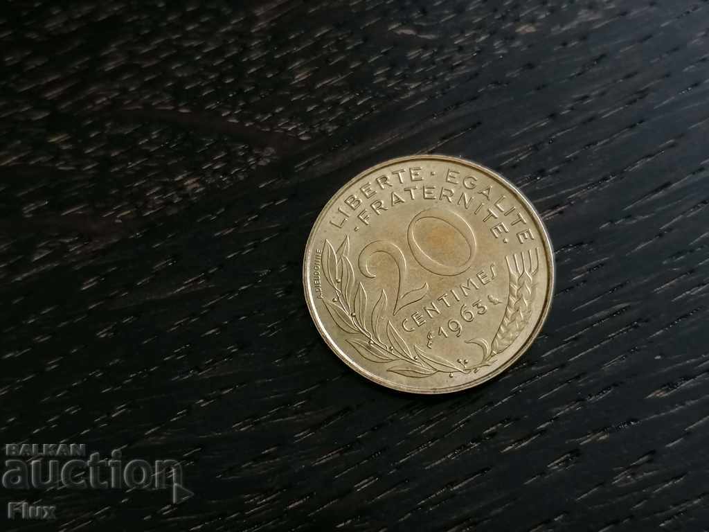 Монета - Франция - 20 сентима | 1963г.