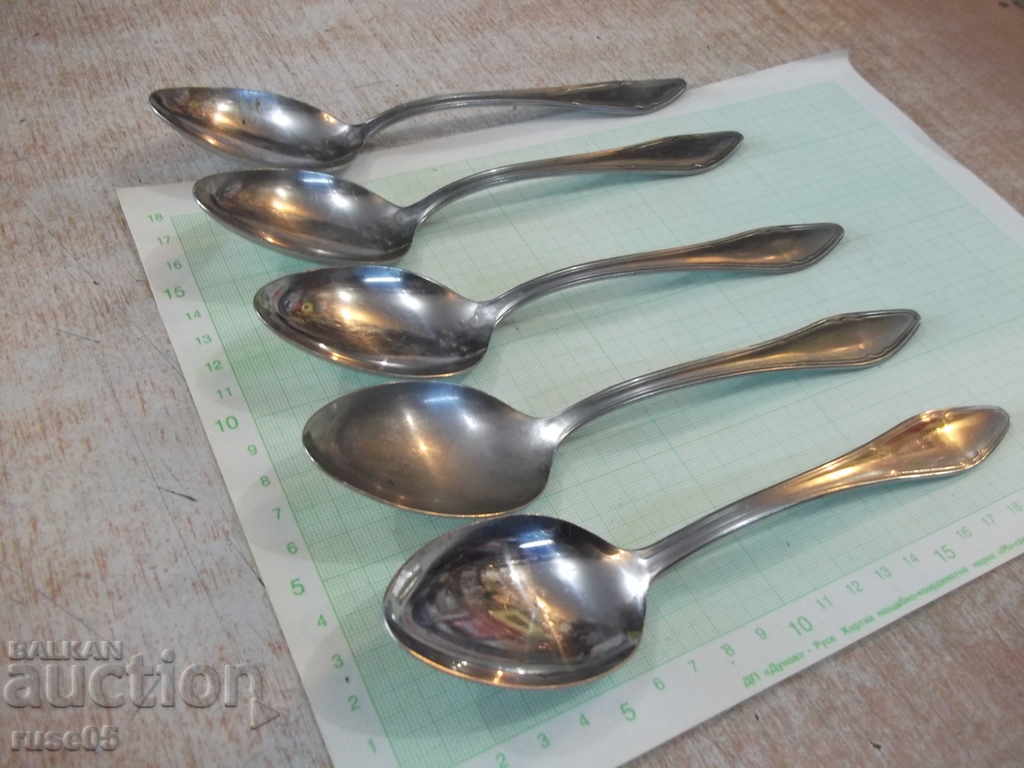 Auction Lot of 5 pcs. spoons from the plant "P. Denev" Auction Lot of 5 pcs. spoons from the plant "P. Denev"