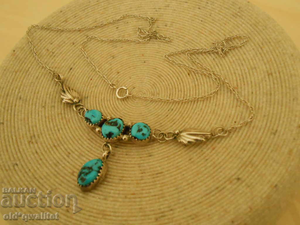 SILVER NECK WITH NATURAL TURKOZ, 925 SILVER with price 297.00 BGN | € 151.85