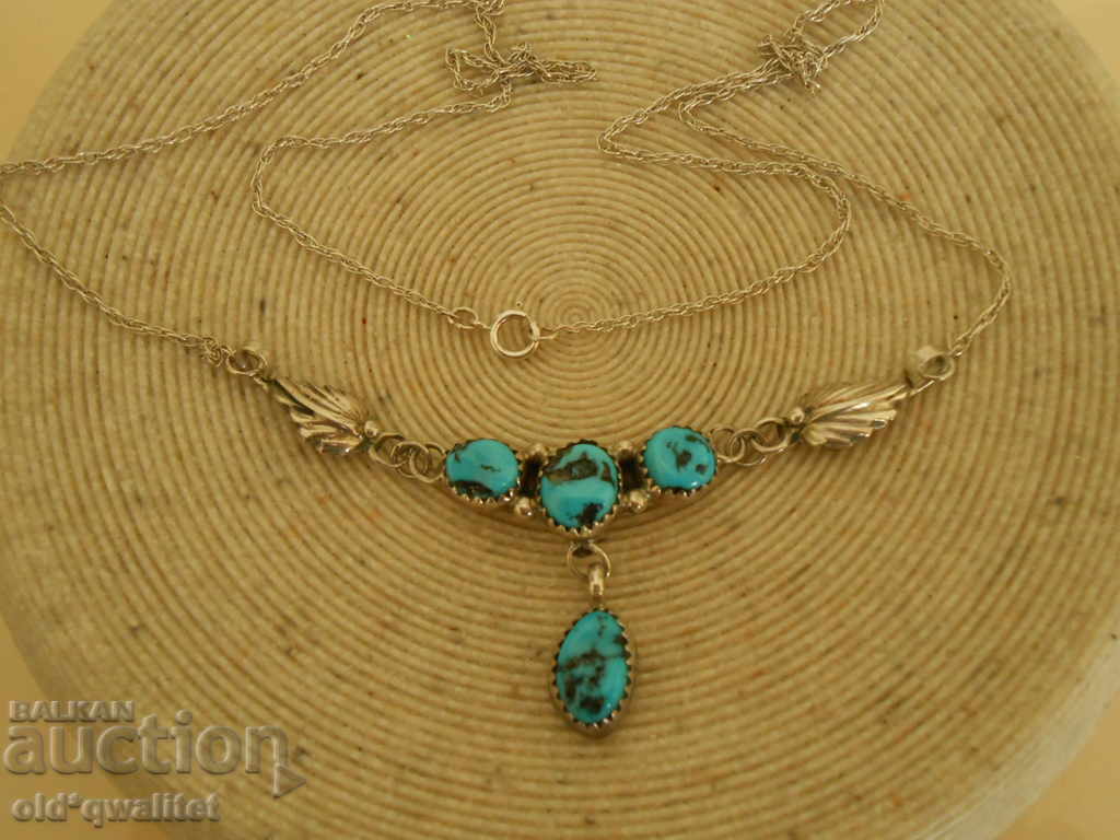 Auction  SILVER NECK WITH NATURAL TURKOZ, 925 SILVER