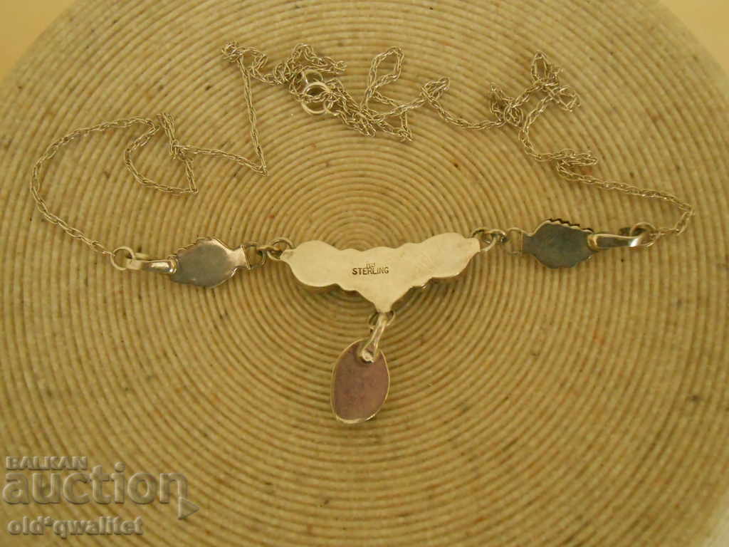 SILVER NECK WITH NATURAL TURKOZ, 925 SILVER - 5
