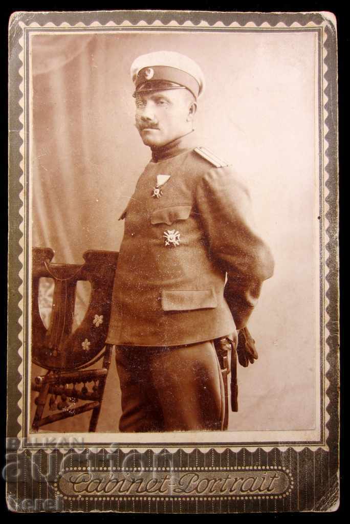 Ofițer-1920-țar armată-medalii militare-excelență-cdv Foto