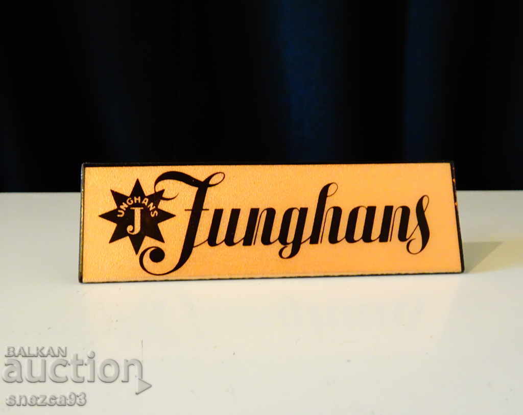 Swiss plate, Junghans logo.