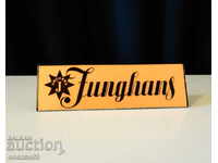 Swiss plate, Junghans logo.