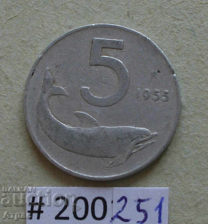 5 liras 1955 Italia