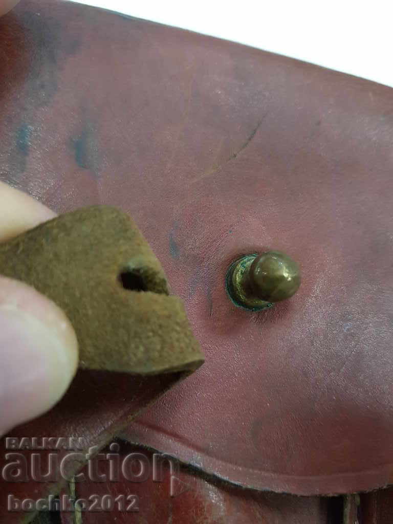 Auction Old Bulgarian royal leather pistol holster. Auction Old Bulgarian royal leather pistol holster.