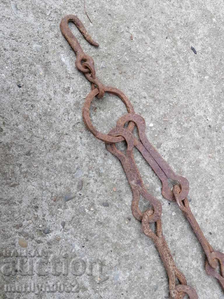 Delivery of Old forged chain with hook, hearth for hearth chain hook Delivery of Old forged chain with hook, hearth for hearth chain hook