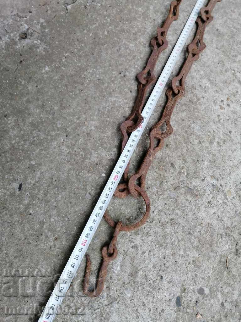 Old forged chain with hook, hearth for hearth chain hook - 5 Old forged chain with hook, hearth for hearth chain hook - 5
