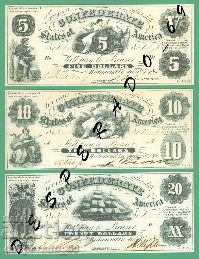 (¯` '• .¸ (αναπαραγωγή) Ηνωμένες Πολιτείες 1861 (Συνομοσπονδία) UNC -5 τεμ. με τιμή 12.50 BGN | € 6.39 (¯` '• .¸ (αναπαραγωγή) Ηνωμένες Πολιτείες 1861 (Συνομοσπονδία) UNC -5 τεμ. με τιμή 12.50 BGN | € 6.39