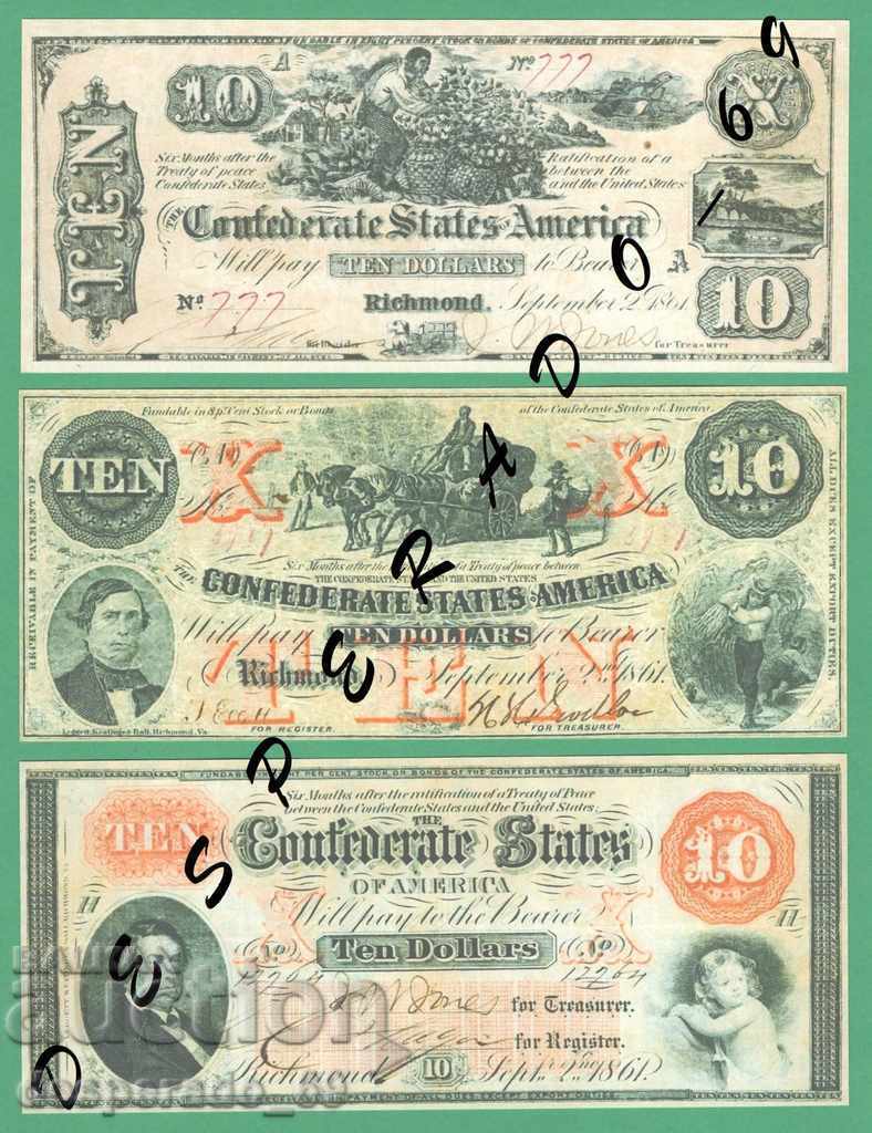 (¯` '• .¸ (Reproduction) USA 1861 (Confederate) UNC-6 pc. with price 15.00 BGN | € 7.67 (¯` '• .¸ (Reproduction) USA 1861 (Confederate) UNC-6 pc. with price 15.00 BGN | € 7.67