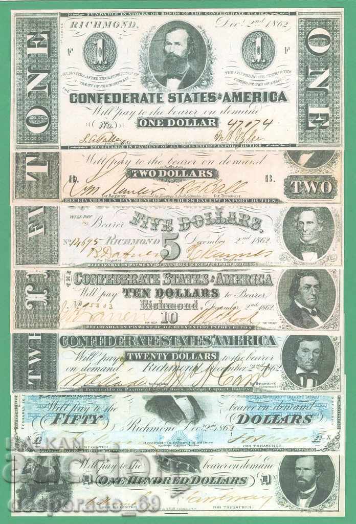 (¯` '• .¸ (Reproducere) Statele Unite 1862 (Confederat) UNC-7
