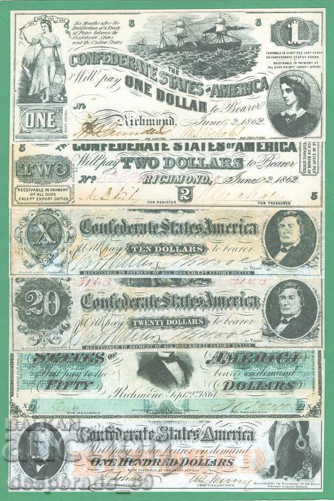 (¯` '• .¸ (Reproducere) Statele Unite 1862 (Confederat) UNC-6