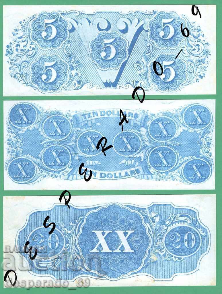 (¯` '• .¸ (Reproduction) USA 1863 (Confederate) UNC -8 - 5 (¯` '• .¸ (Reproduction) USA 1863 (Confederate) UNC -8 - 5