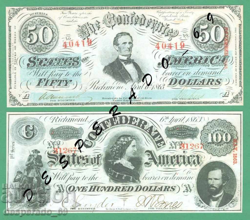 (¯` '• .¸ (Reproduction) USA 1863 (Confederate) UNC -8 - 6 (¯` '• .¸ (Reproduction) USA 1863 (Confederate) UNC -8 - 6