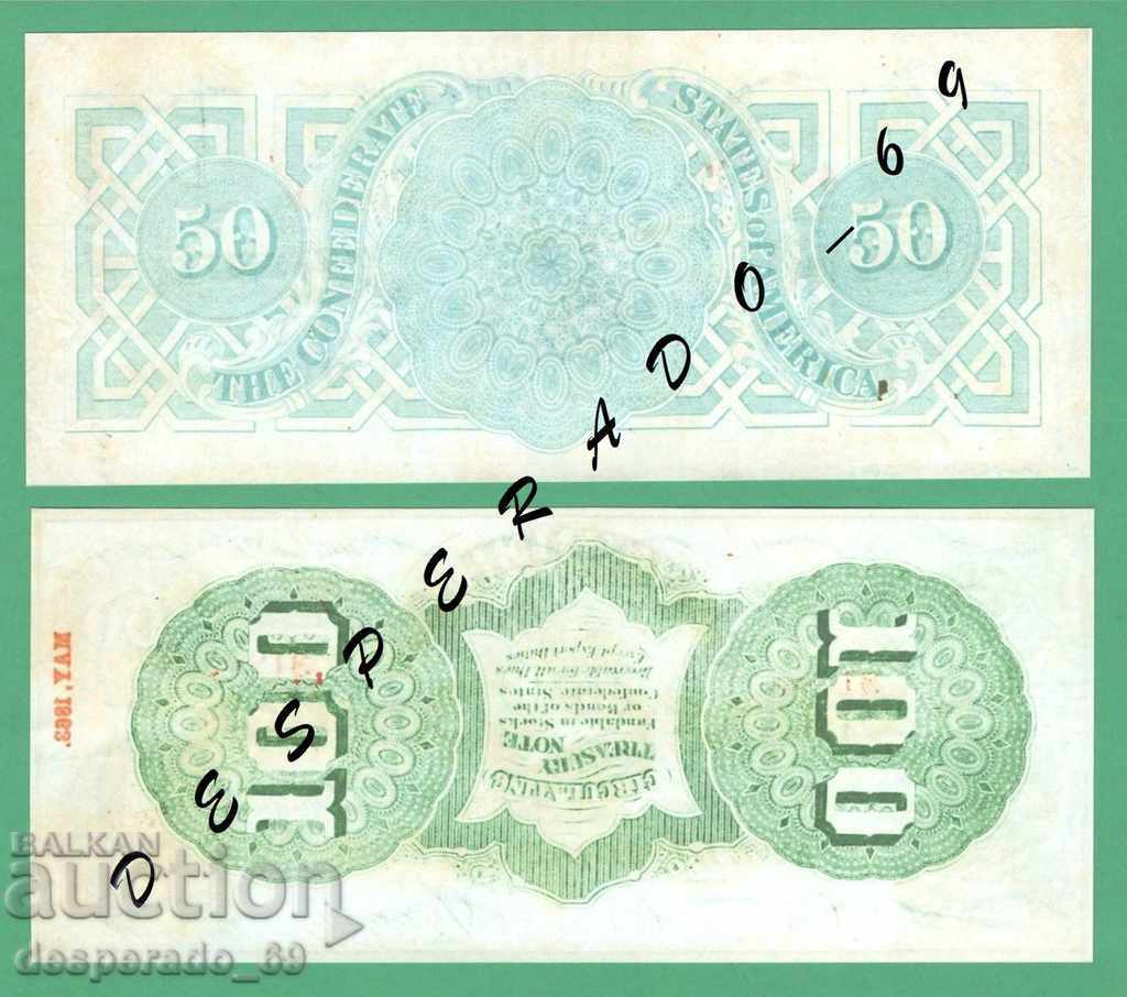 (¯` '• .¸ (Reproduction) USA 1863 (Confederate) UNC -8 - 7 (¯` '• .¸ (Reproduction) USA 1863 (Confederate) UNC -8 - 7