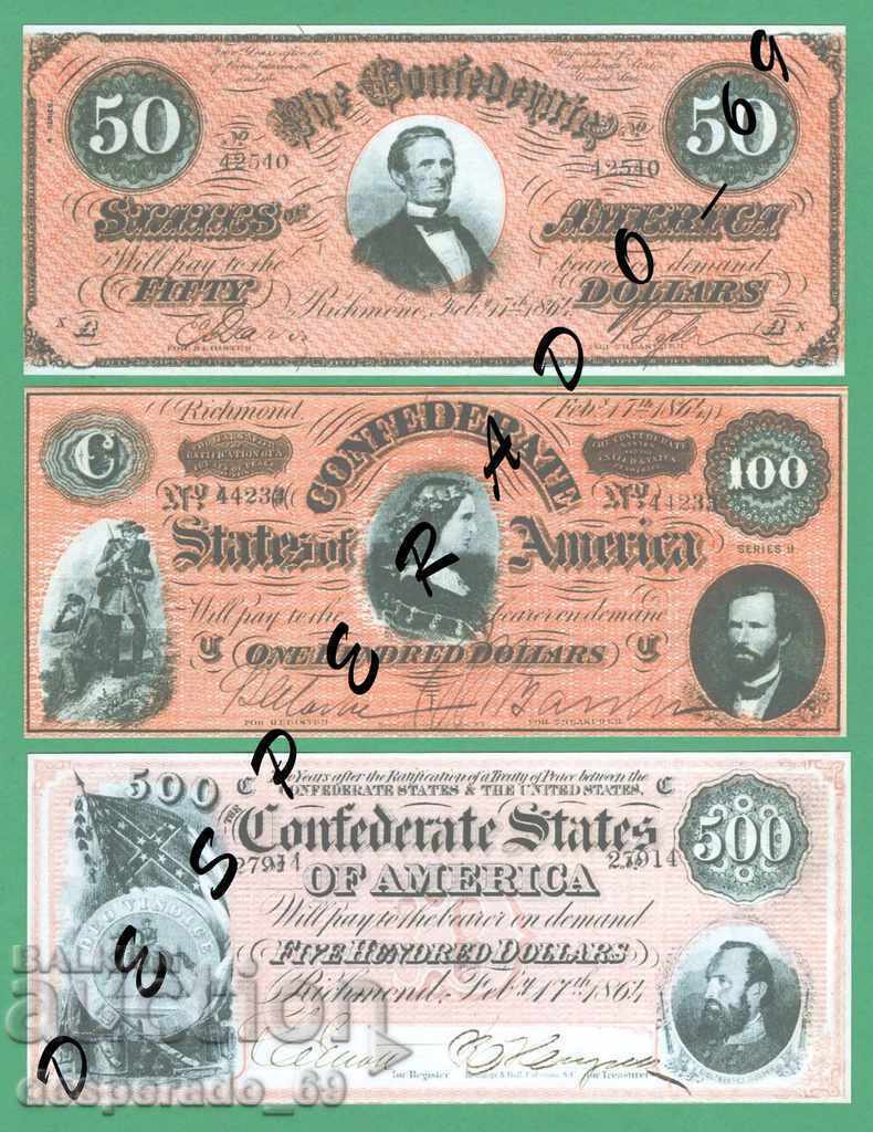 (¯`'•.¸(reproducție) SUA 1864 (Confederate) UNC - 9 buc - 6