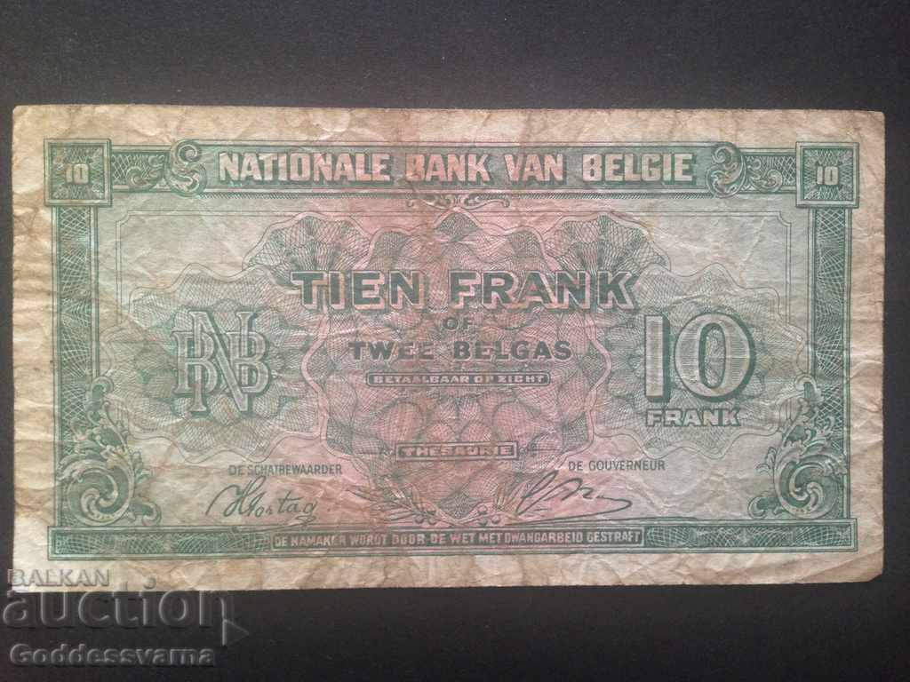 Belgium 10 Francs 1943 Pick 122 Ref 3424 with price 12.00 BGN | € 6.14