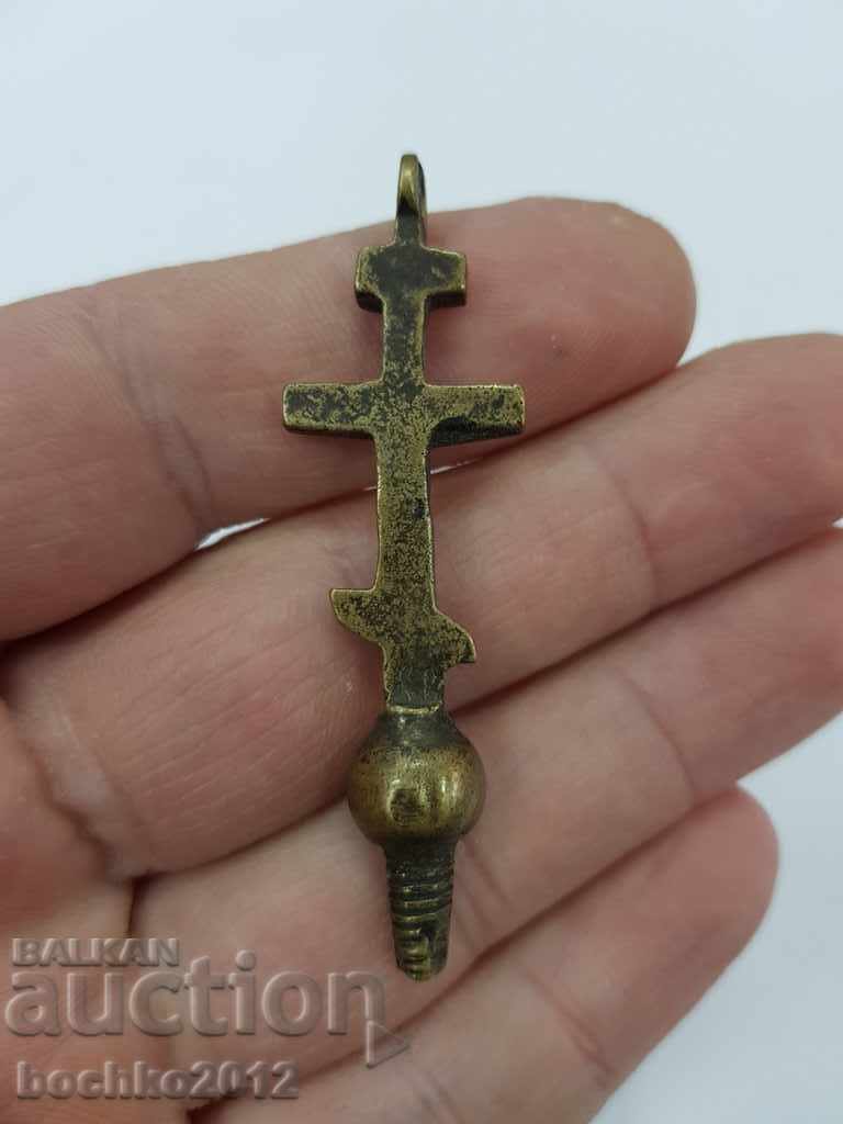 Bulgarian Russian Tsar Bronze Cross on a Screw - 5
