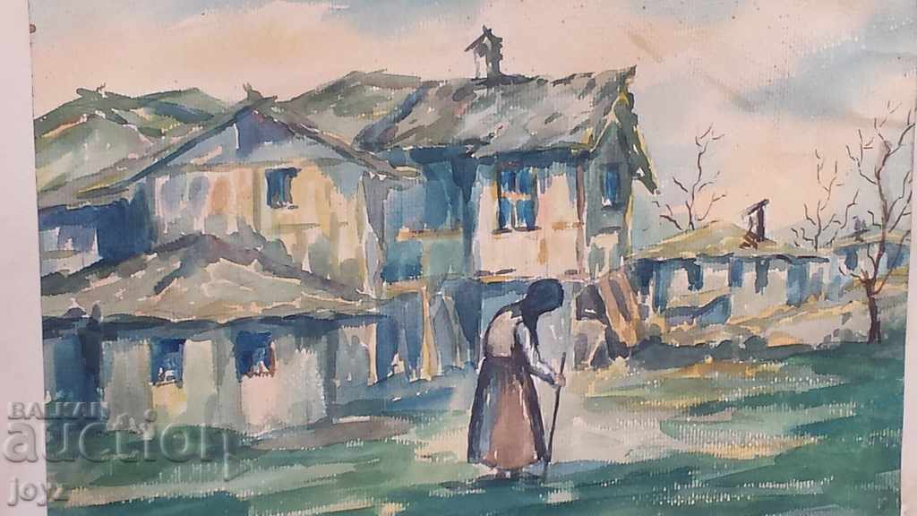 Auction OLD PAINTING 1920s LANDSCAPE (watercolor) / SIGNED Auction OLD PAINTING 1920s LANDSCAPE (watercolor) / SIGNED