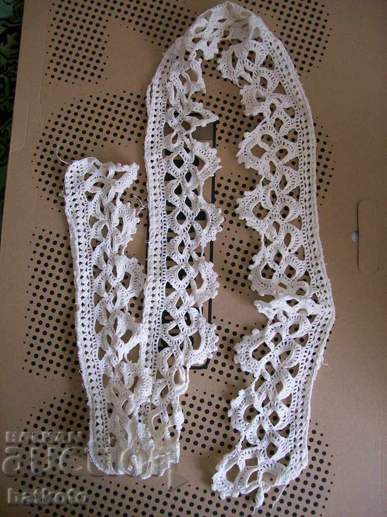 An old hand-knitted lace on one hook - 170 cm