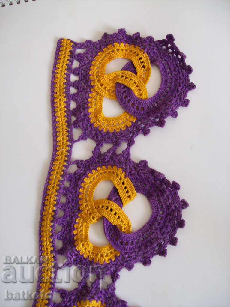 Old hand-knitted lace on one hook - 205 cm with price 75.00 BGN | € 38.35 Old hand-knitted lace on one hook - 205 cm with price 75.00 BGN | € 38.35
