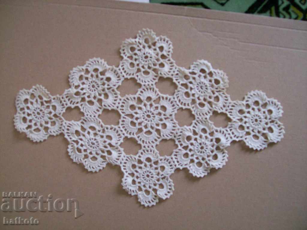 Παλιό χειροποίητο πλεκτό χαλί με βελονάκι - 20/34 εκ