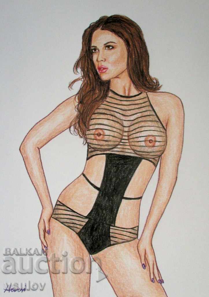 Εικόνα ζωγραφισμένη γυμνή γυναίκα κορίτσι σέξι γυμνή πράξη