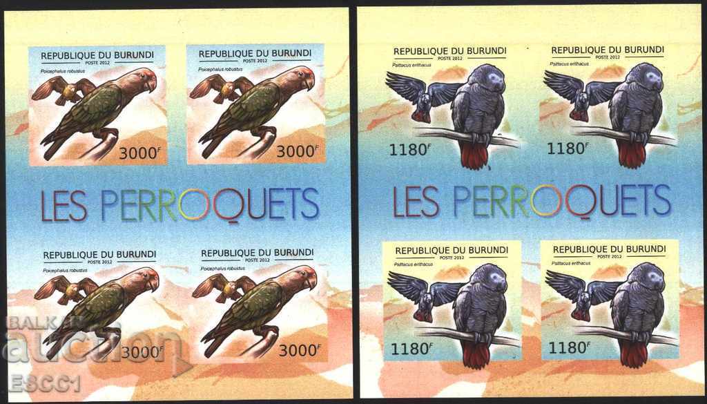 Auction Pure Blocks Perforated Birds Parrots 2012 Burundi Auction Pure Blocks Perforated Birds Parrots 2012 Burundi