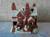 Керамична къща къщичка Коледна украса декорация Зимна