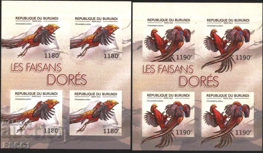 Pure Blocks Perforated Fauna Birds Pheasant 2012 Burundi with price 90.00 BGN | € 46.02