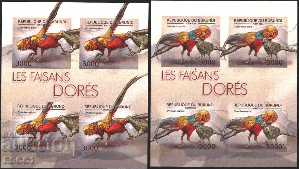 Auction  Pure Blocks Perforated Fauna Birds Pheasant 2012 Burundi