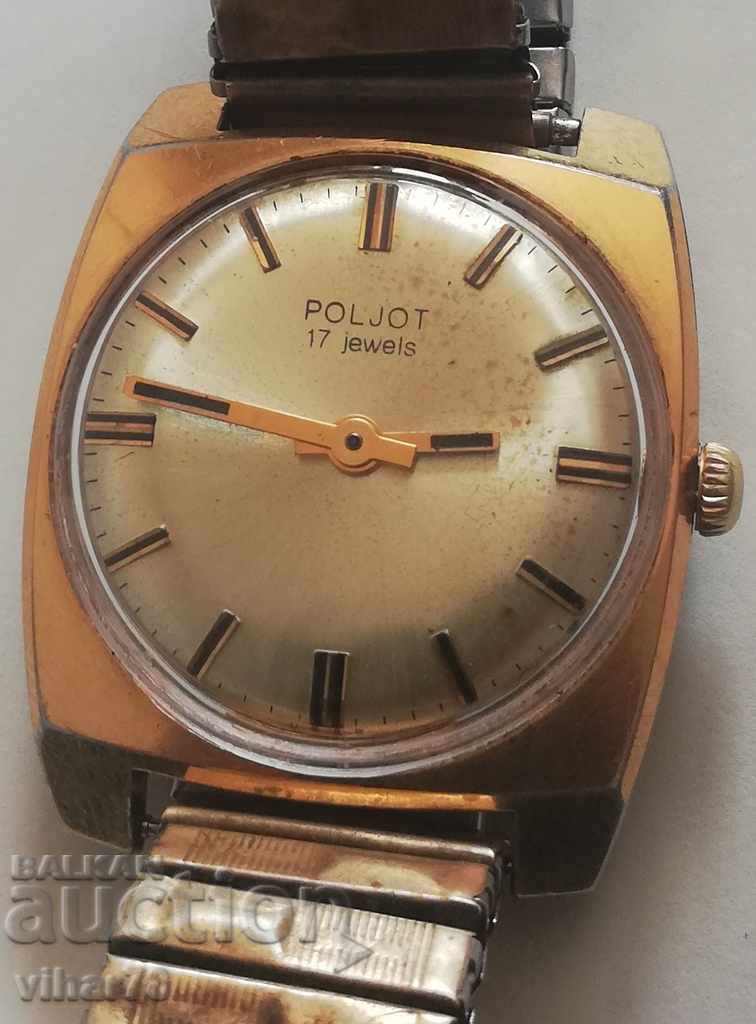 GOLD 20 micron MEN'S Wristwatch Flight-POLJOT