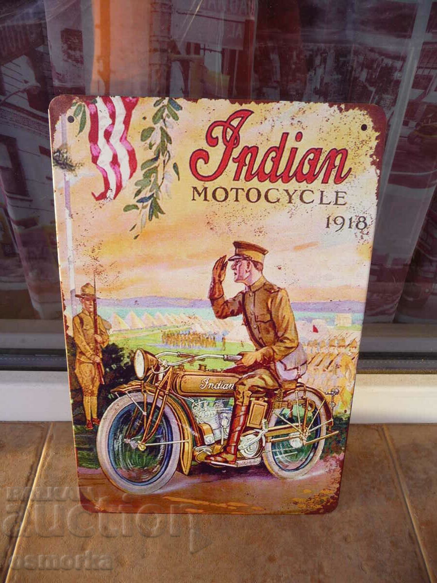 Metal plate motorcycle Indian 1918 military soldier camouflage with price 18.00 BGN | € 9.20 Metal plate motorcycle Indian 1918 military soldier camouflage with price 18.00 BGN | € 9.20