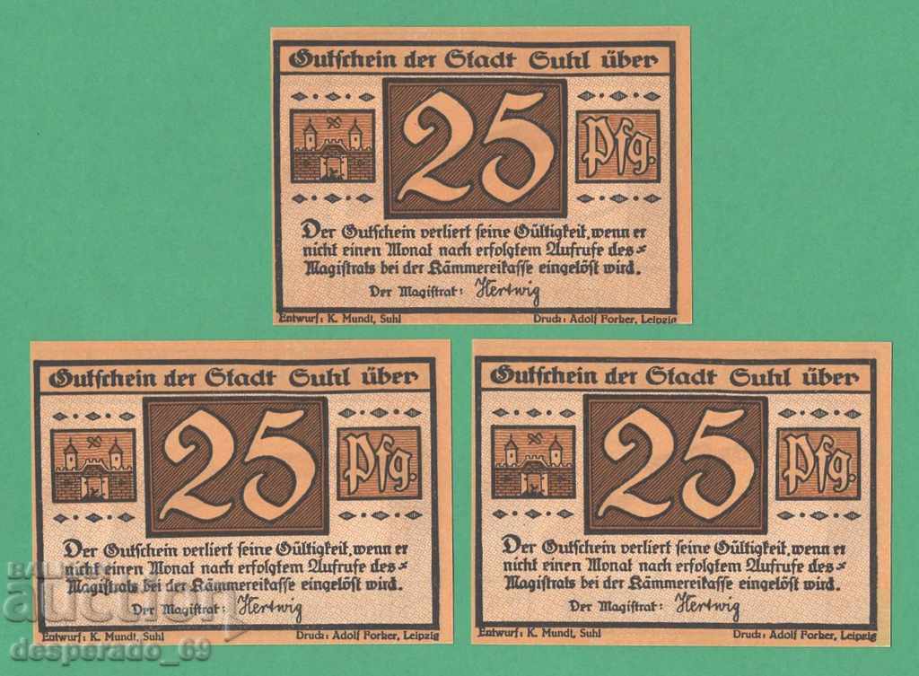 (¯`'•.¸NOTGELD (city Guhl) UNC -3 pcs. banknotes¸.•'´¯) with price 7.80 BGN | € 3.99 (¯`'•.¸NOTGELD (city Guhl) UNC -3 pcs. banknotes¸.•'´¯) with price 7.80 BGN | € 3.99