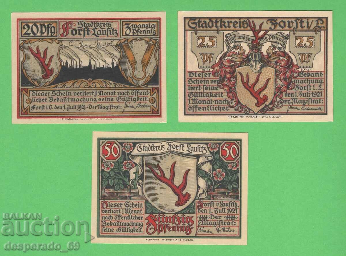 (¯`'•.¸NOTGELD (city. Forst) 1921 UNC -3 pcs. banknotes¸.•'´¯) with price 9.00 BGN | € 4.60 (¯`'•.¸NOTGELD (city. Forst) 1921 UNC -3 pcs. banknotes¸.•'´¯) with price 9.00 BGN | € 4.60