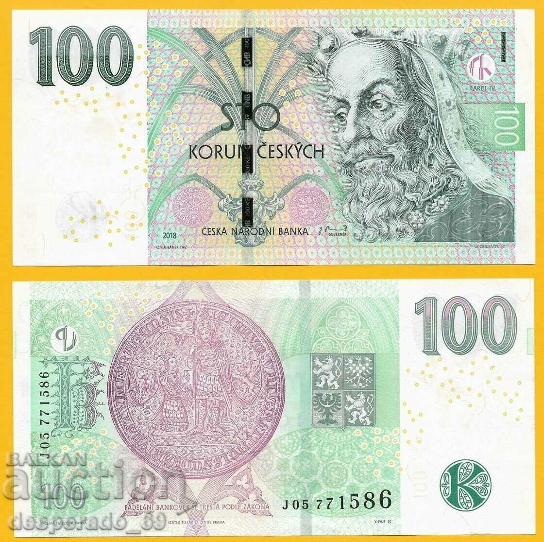 (¯`'•.¸ CZECH REPUBLIC 100 kroner 2018 UNC ¸.•'´¯)