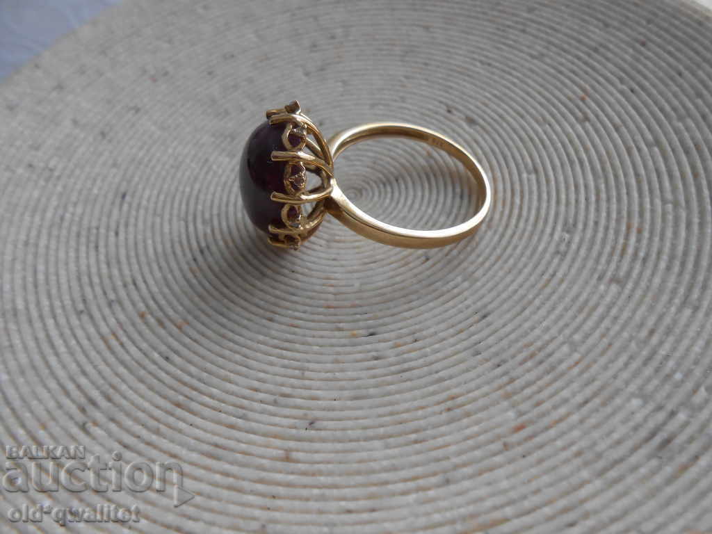 Auction Women's Ring with Ruby and Diamonds, 375 Gold, size 20 Auction Women's Ring with Ruby and Diamonds, 375 Gold, size 20