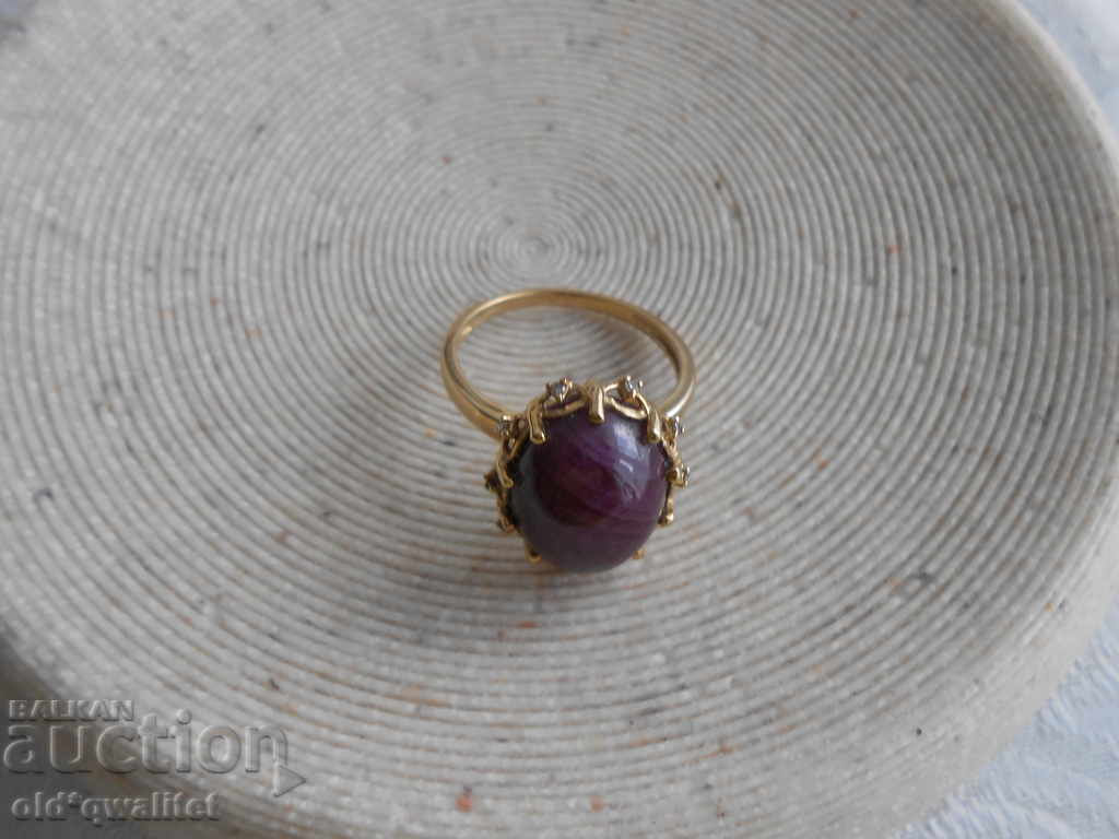 Delivery of Women's Ring with Ruby and Diamonds, 375 Gold, size 20 Delivery of Women's Ring with Ruby and Diamonds, 375 Gold, size 20