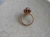 Γυναικείο δαχτυλίδι με ρουμπίνι και διαμάντια, 375 χρυσό, μέγεθος 20