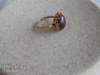 Inel de damă cu rubin și diamante, aur 375, mărimea 20