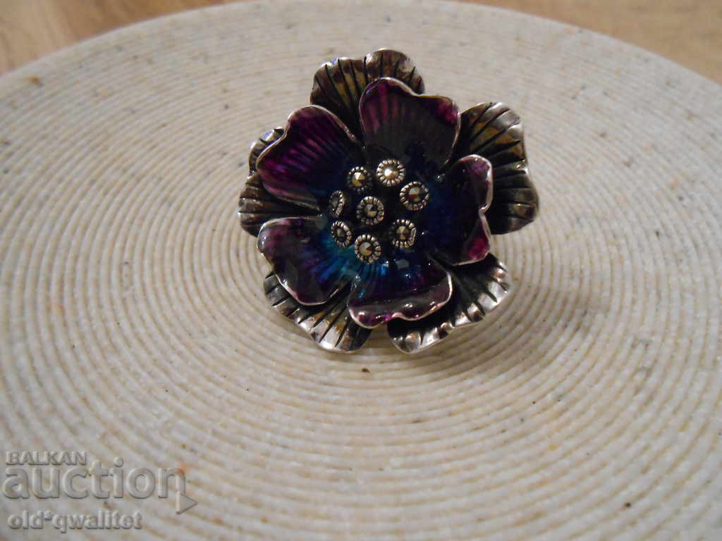 Silver earrings, Silver 925, Enamel, Marcasite, D: approx. 30 mm with price 497.00 BGN | € 254.11 Silver earrings, Silver 925, Enamel, Marcasite, D: approx. 30 mm with price 497.00 BGN | € 254.11