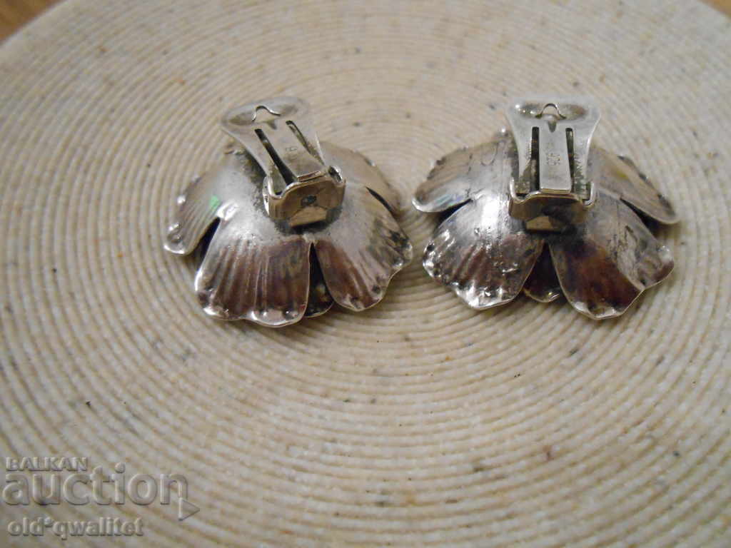 Silver earrings, Silver 925, Enamel, Marcasite, D: approx. 30 mm - 6 Silver earrings, Silver 925, Enamel, Marcasite, D: approx. 30 mm - 6