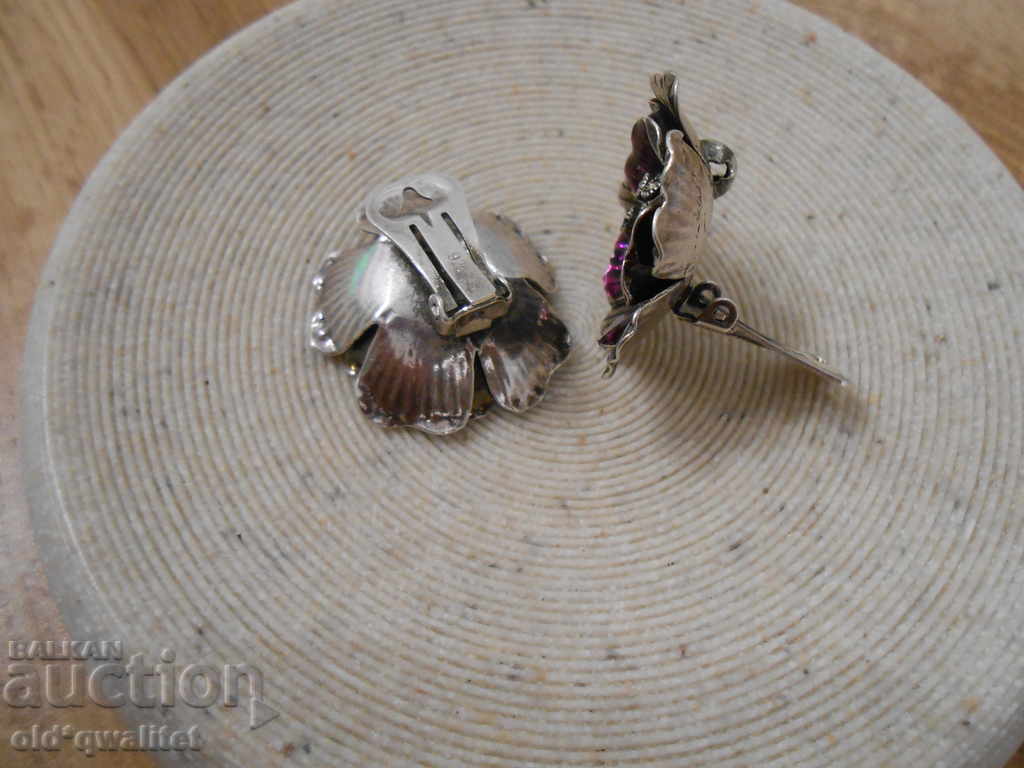 Silver earrings, Silver 925, Enamel, Marcasite, D: approx. 30 mm - 7 Silver earrings, Silver 925, Enamel, Marcasite, D: approx. 30 mm - 7