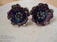 Silver earrings, Silver 925, Enamel, Marcasite, D: approx. 30 mm