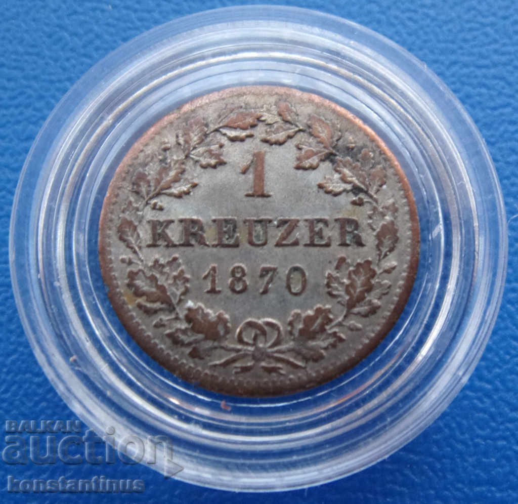 Bayern 1 Cruiser 1870 Silver UNC Rare