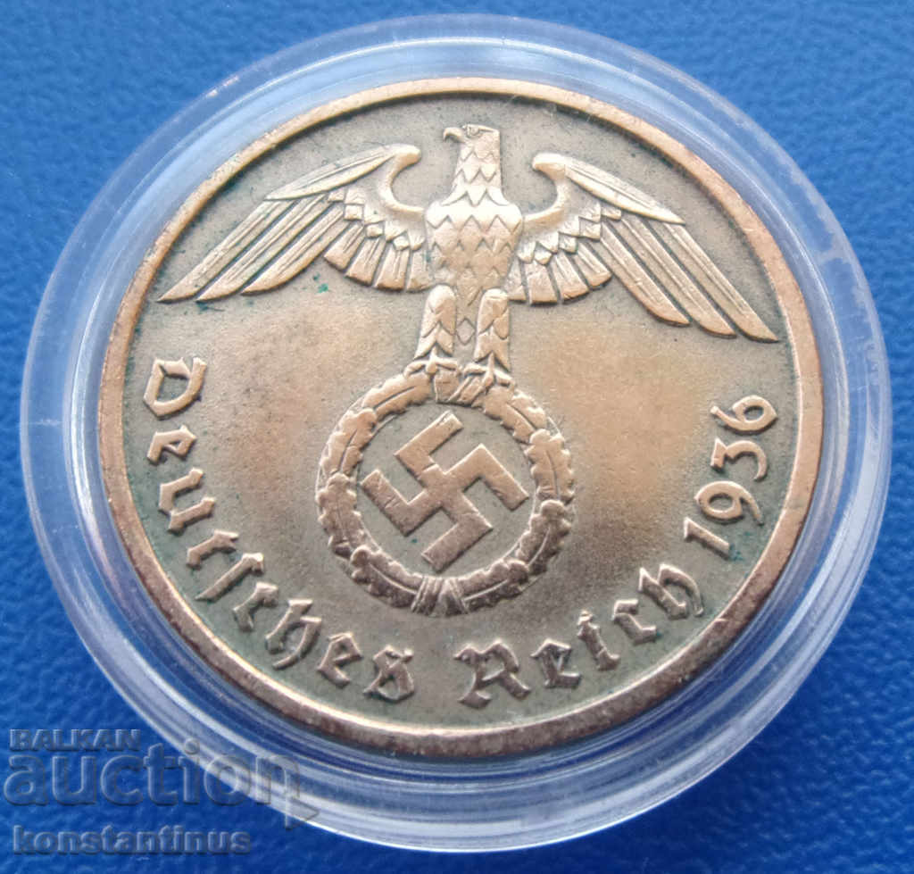 Germany III Reich 2 Pfennig 1936 D Rare