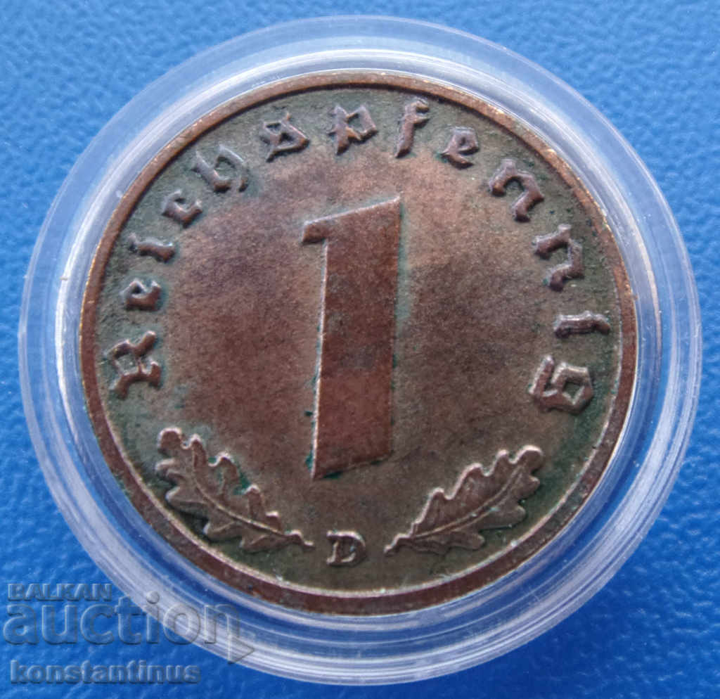 Germania III Reich 1 Pfennig 1938 D Rare cu preț € 2.56 | 5.01 BGN