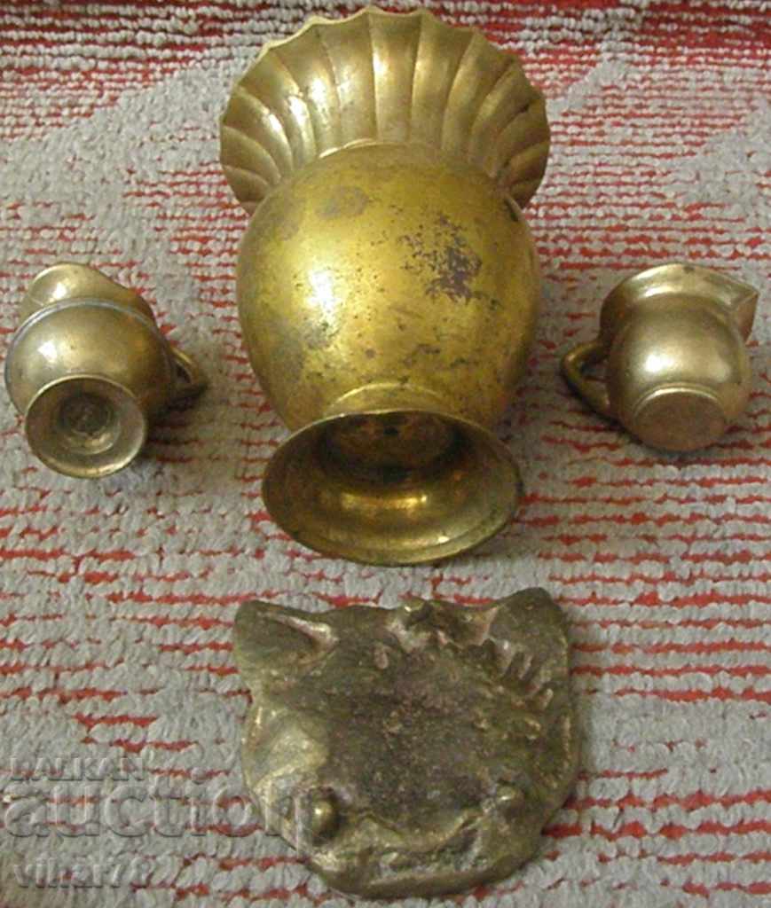 Delivery of Brass lot of a vase, ashtray and two small jugs