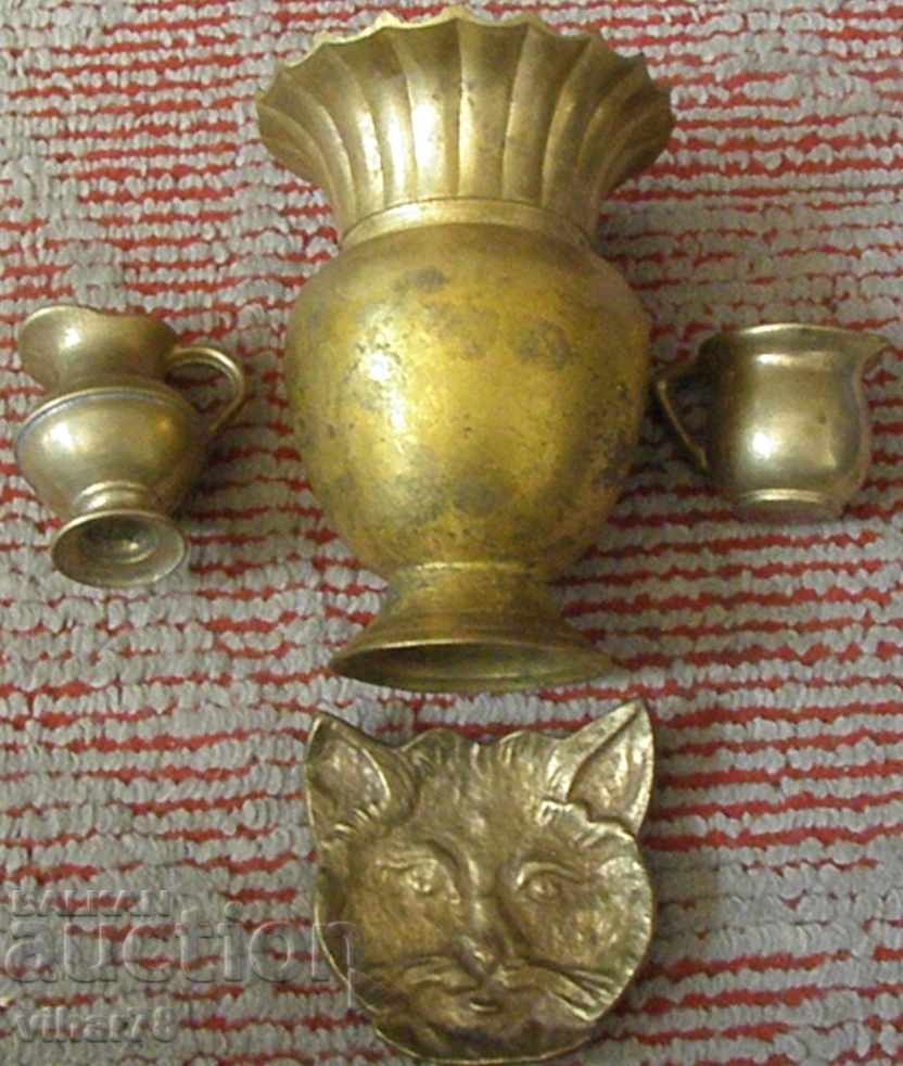 VASE BOTTLE LOT, ASH AND TWO SMALL CANS - 5 VASE BOTTLE LOT, ASH AND TWO SMALL CANS - 5